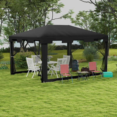 Image of an Outsunny 3m x 4m Gazebo With Mesh Sides, Black