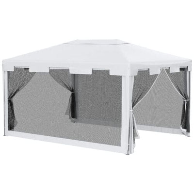 Image of an Outsunny 3m x 4m Gazebo With Mesh Sides, White