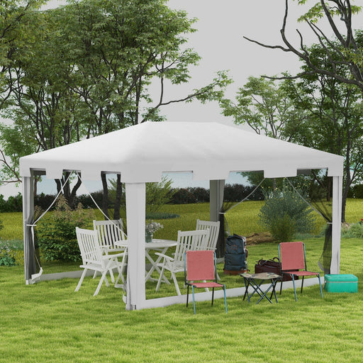 Image of an Outsunny 3m x 4m Gazebo With Mesh Sides, White