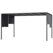 Image of an Outsunny 3m x 4m Metal Pergola with Retractable Roof and LED Lights, Dark Grey