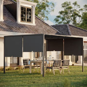 Image of an Outsunny 3m x 4m Metal Pergola with Retractable Roof and LED Lights, Dark Grey