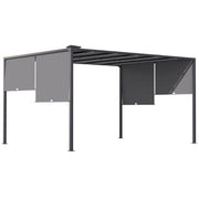 Image of an Outsunny 3m x 4m Metal Pergola with Retractable Roof and LED Lights, Dark Grey