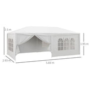 Image of an Outsunny 3m x 6m Gazebo With Sides, Waterproof, White