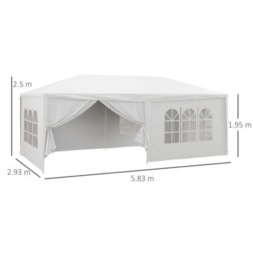 Image of an Outsunny 3m x 6m Gazebo With Sides, Waterproof, White