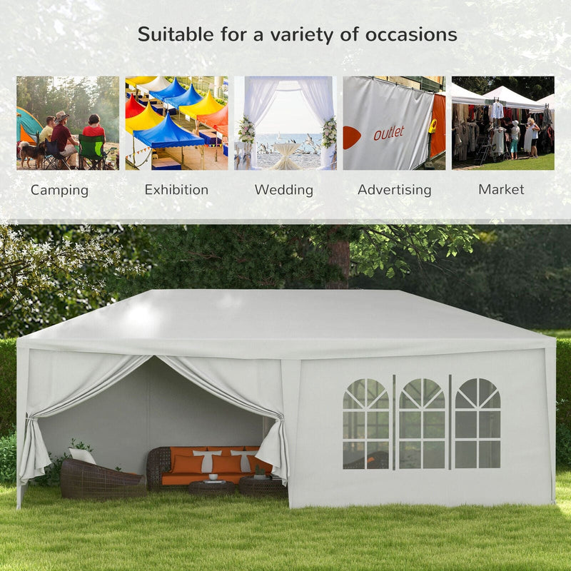 Image of an Outsunny 3m x 6m Gazebo With Sides, Waterproof, White