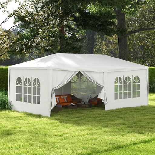 Image of an Outsunny 3m x 6m Gazebo With Sides, Waterproof, White