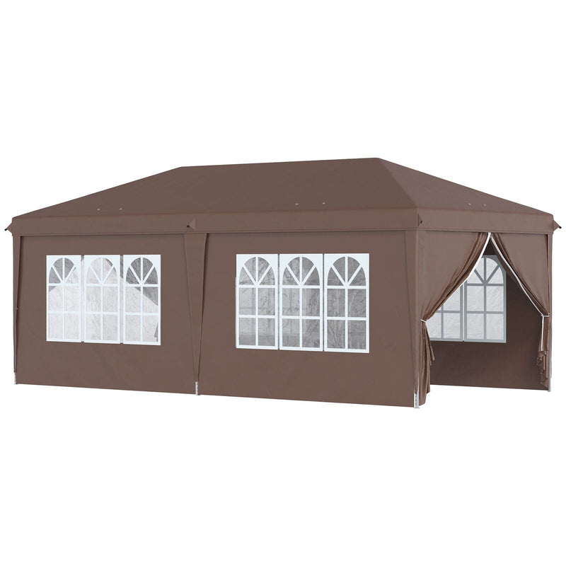 Image of an Outsunny 3m x 6m Pop Up Gazebo With Sides, Brown