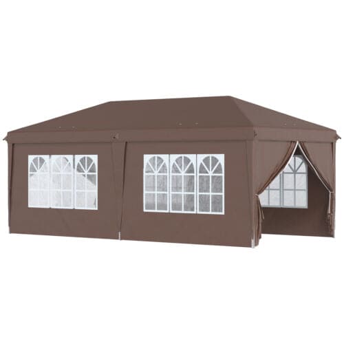Image of an Outsunny 3m x 6m Pop Up Gazebo With Sides, Brown