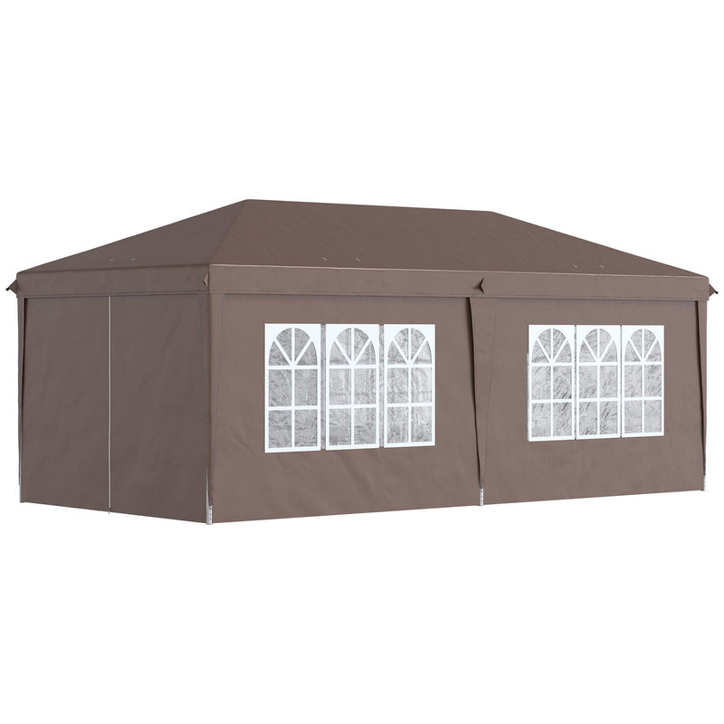 Image of an Outsunny 3m x 6m Pop Up Gazebo With Sides, Brown