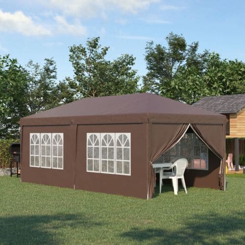 Image of an Outsunny 3m x 6m Pop Up Gazebo With Sides, Brown