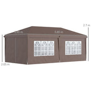 Image of an Outsunny 3m x 6m Pop Up Gazebo With Sides, Brown