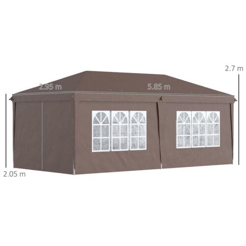 Image of an Outsunny 3m x 6m Pop Up Gazebo With Sides, Brown