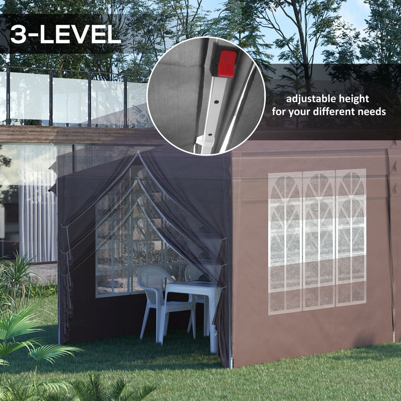 Image of an Outsunny 3m x 6m Pop Up Gazebo With Sides, Brown