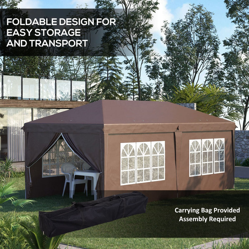 Image of an Outsunny 3m x 6m Pop Up Gazebo With Sides, Brown