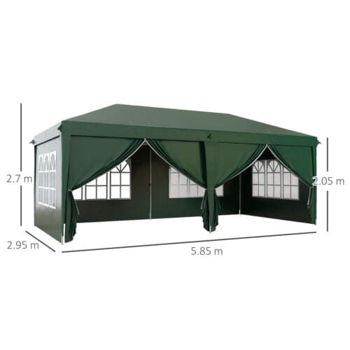 Image of an Outsunny 3m x 6m Pop Up Gazebo With Sides, Green