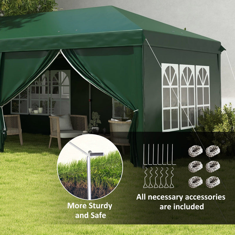 Image of an Outsunny 3m x 6m Pop Up Gazebo With Sides, Green