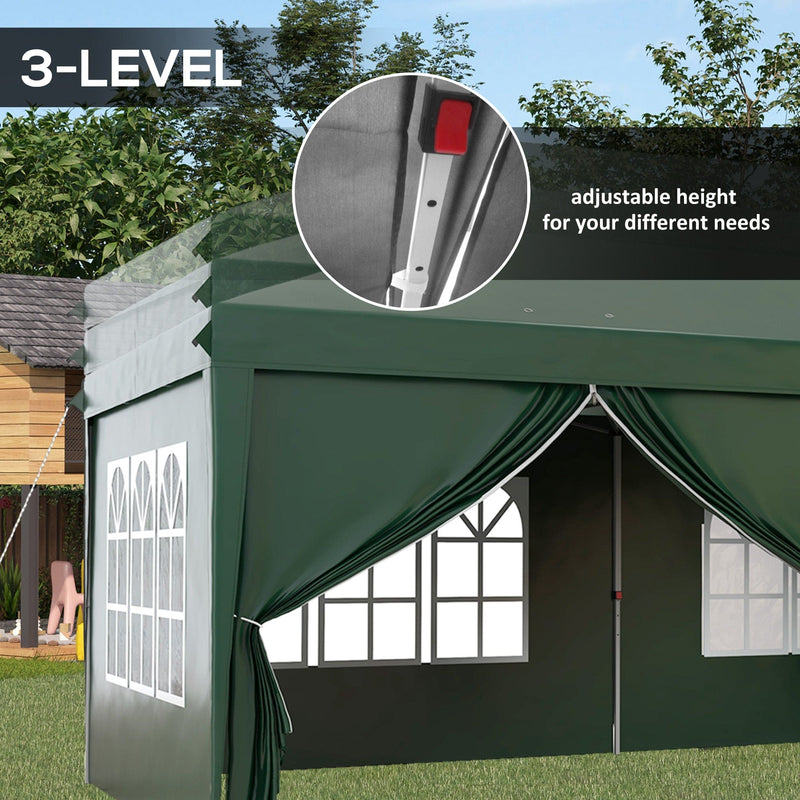 Image of an Outsunny 3m x 6m Pop Up Gazebo With Sides, Green
