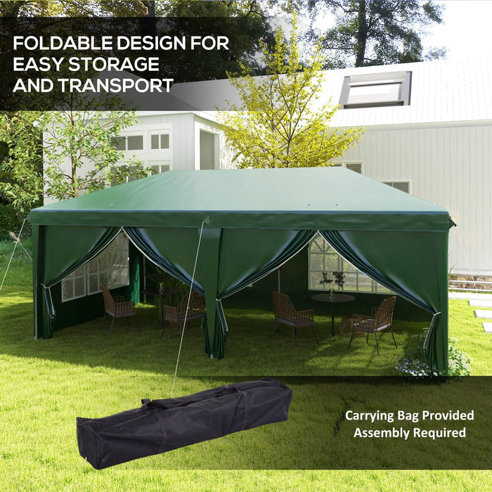 Image of an Outsunny 3m x 6m Pop Up Gazebo With Sides, Green