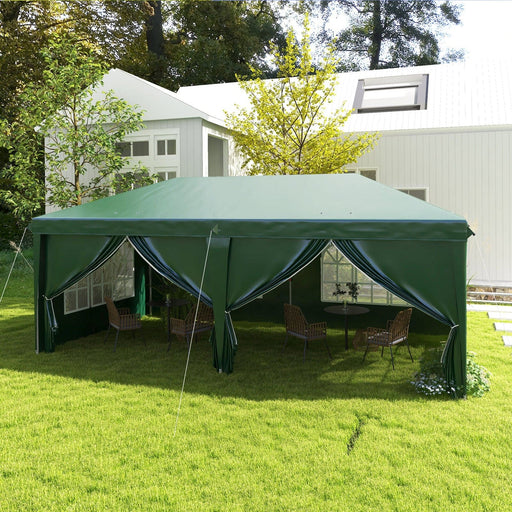 Image of an Outsunny 3m x 6m Pop Up Gazebo With Sides, Green