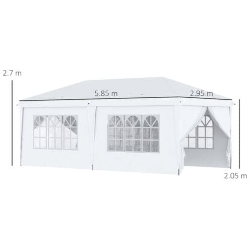 Image of an Outsunny 3m x 6m Pop Up Gazebo With Sides, White
