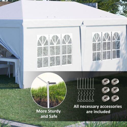 Image of an Outsunny 3m x 6m Pop Up Gazebo With Sides, White