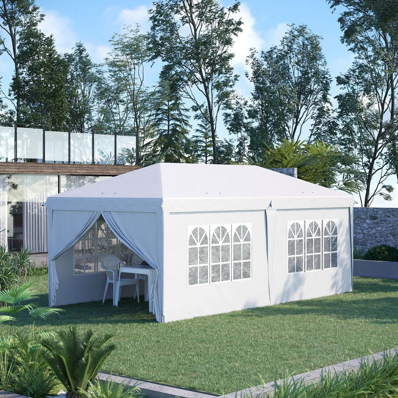 Image of an Outsunny 3m x 6m Pop Up Gazebo With Sides, White