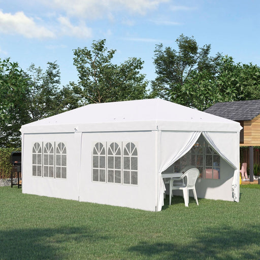 Image of an Outsunny 3m x 6m Pop Up Gazebo With Sides, White