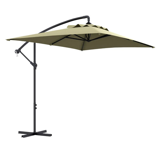 Image of a beige rectangular cantilever garden parasol
