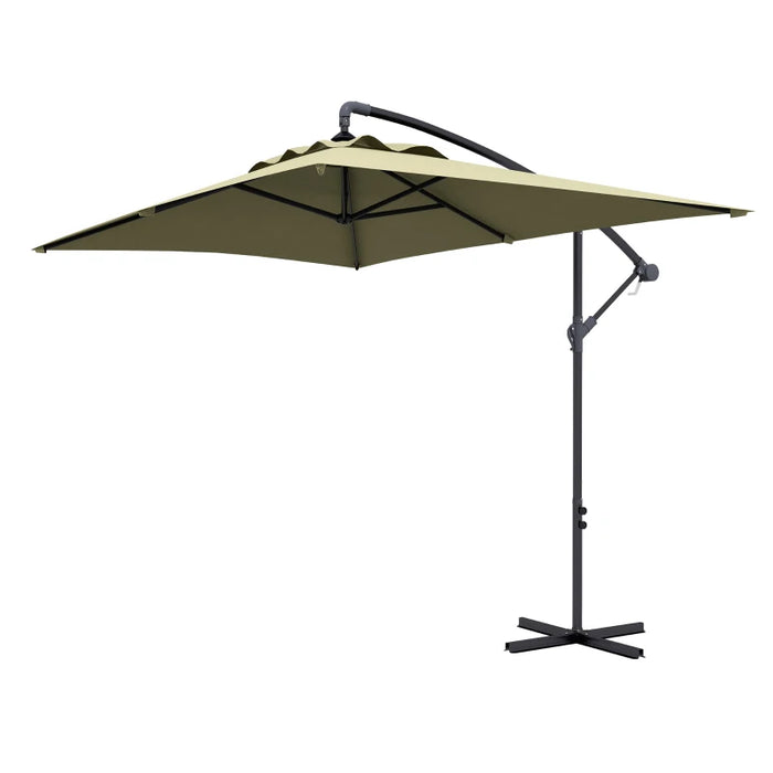 Image of a beige rectangular cantilever garden parasol