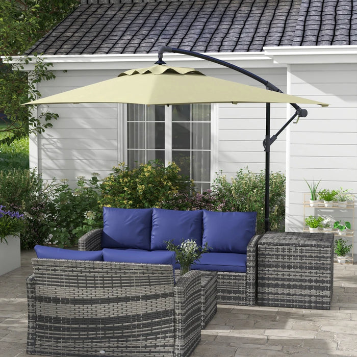 Image of a beige rectangular cantilever garden parasol