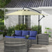 Image of a beige rectangular cantilever garden parasol