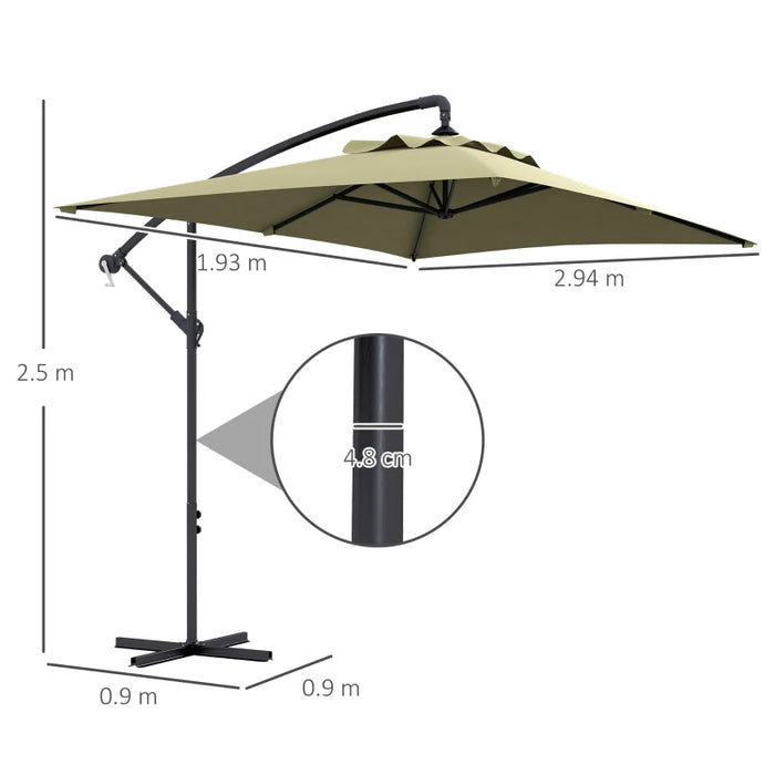 Image of a beige rectangular cantilever garden parasol