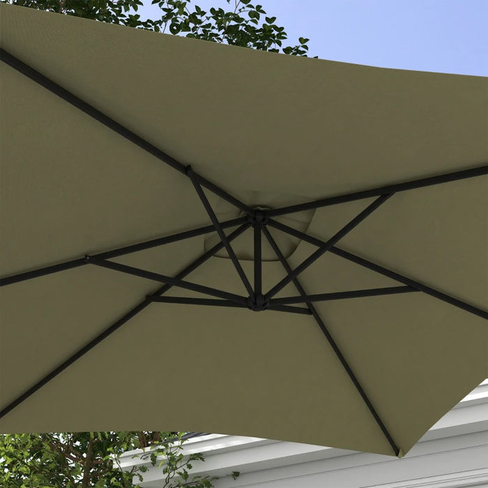 Image of a beige rectangular cantilever patio parasol