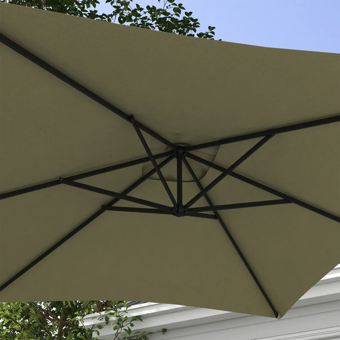 Image of a beige rectangular cantilever garden parasol