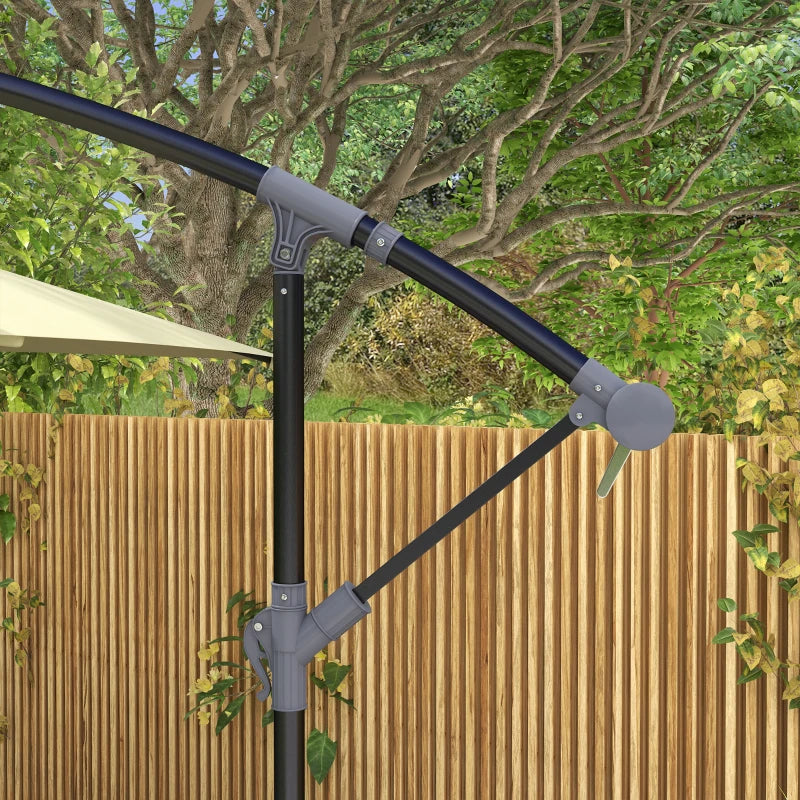 Image of a beige rectangular cantilever garden parasol