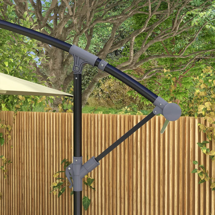 Image of a beige rectangular cantilever garden parasol