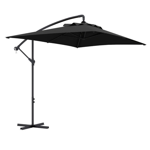 Image of a black rectangular cantilever garden parasol