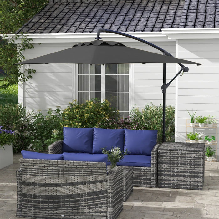 Image of a black rectangular cantilever garden parasol