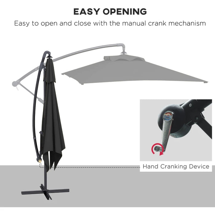 Image of a black rectangular cantilever garden parasol