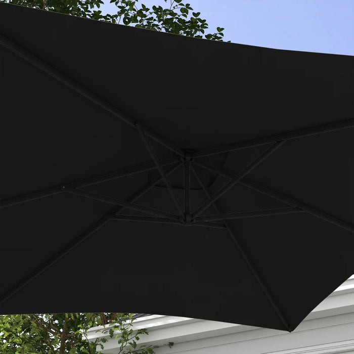 Image of a black rectangular cantilever patio parasol