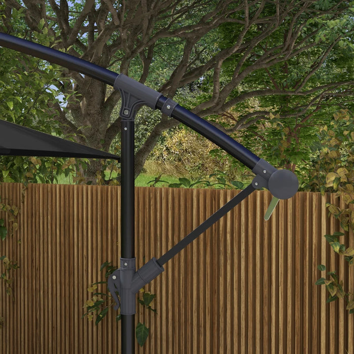 Image of a black rectangular cantilever garden parasol