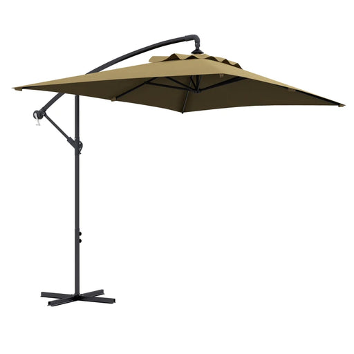 Image of a coffee coloured rectangular cantilever patio parasol