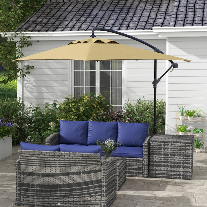 Image of a coffee coloured rectangular cantilever garden parasol