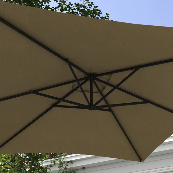 Image of a coffee coloured rectangular cantilever garden parasol