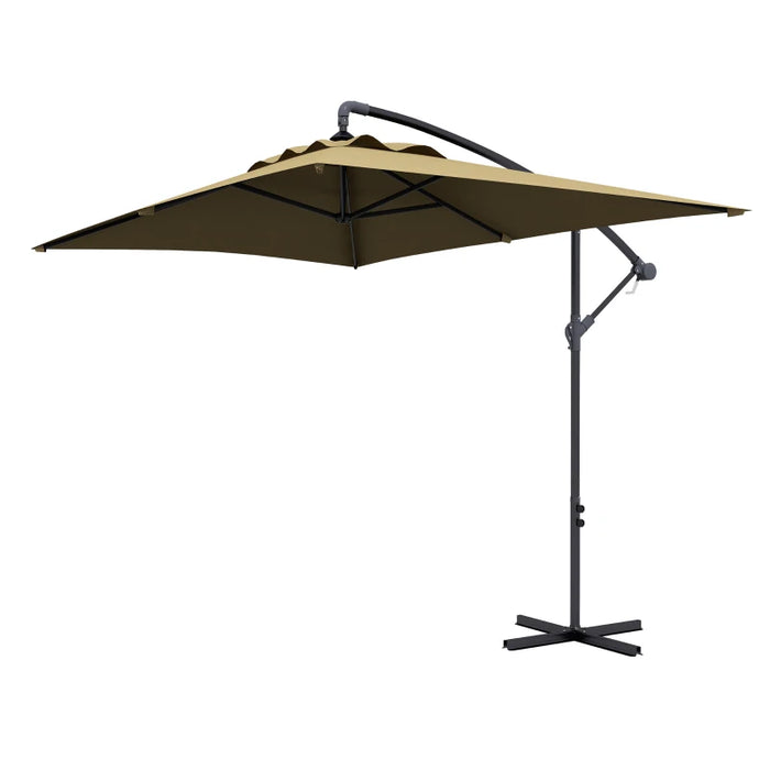 Image of a coffee coloured rectangular cantilever garden parasol