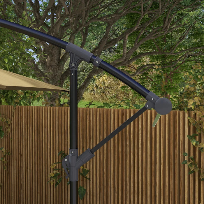 Image of a coffee coloured rectangular cantilever garden parasol