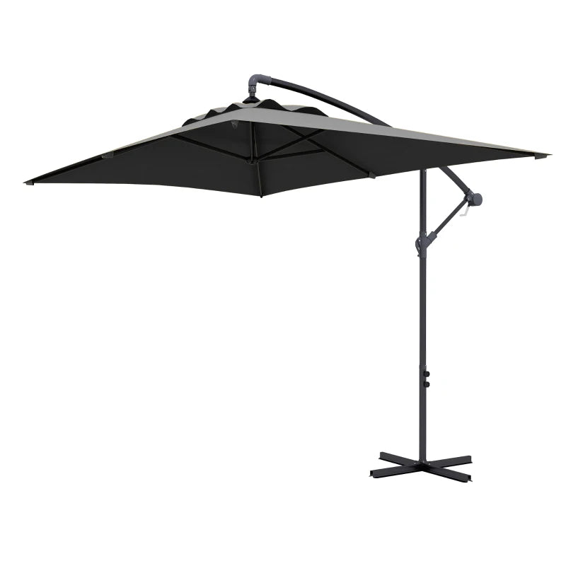 Image of a dark grey rectangular cantilever garden parasol