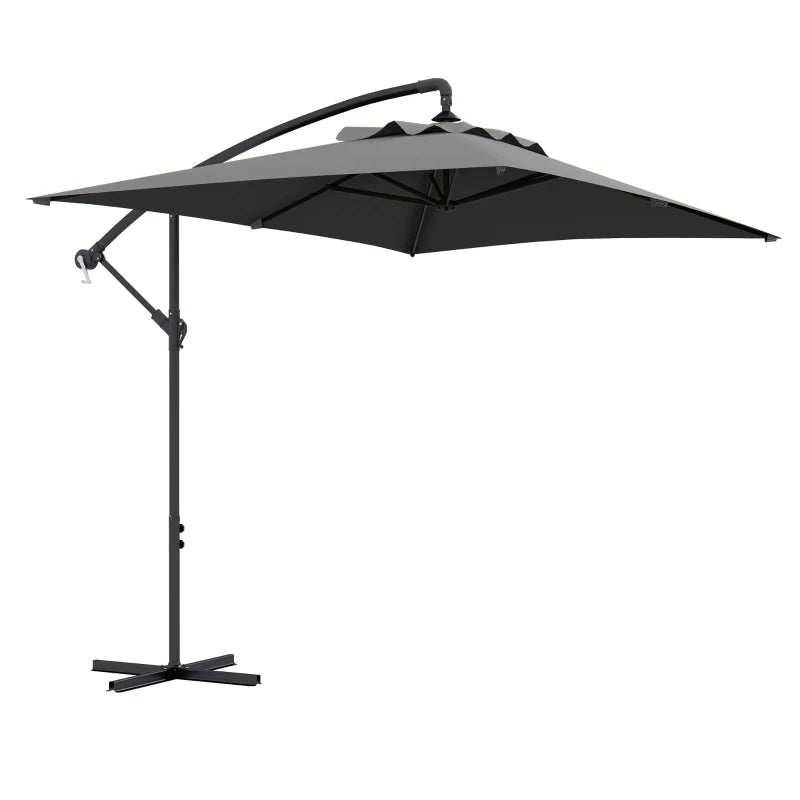 Image of a dark grey rectangular cantilever garden parasol