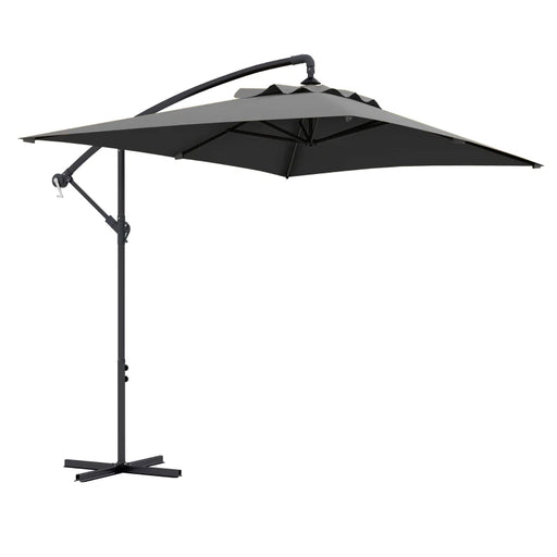 Image of a grey rectangular cantilever patio parasol