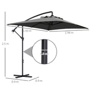 Image of a dark grey rectangular cantilever garden parasol
